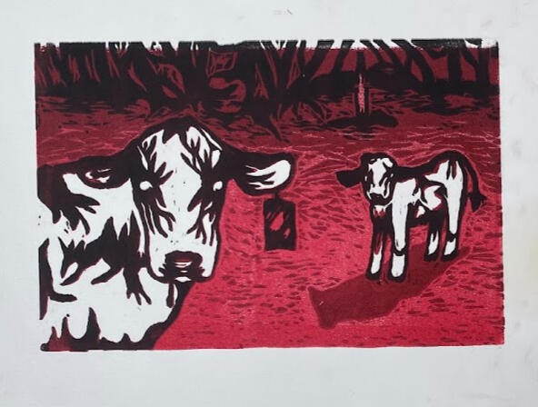 Cow-core (reduction print)